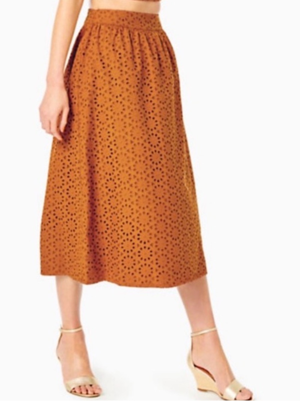 Lilly Pulitzer Lolina Midi Eyelet Toffee‎ neon Sunburst Brown Size 16 Boho Skirt